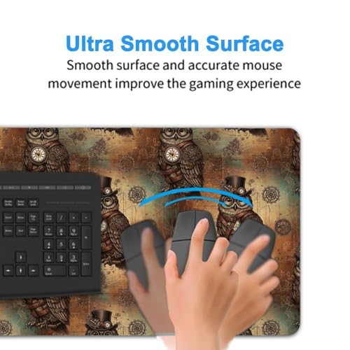 Oversized Gaming Desk Mat Retro Steam Punk Bird Steampunk Owl, Non Slip Rubber Bottom Mouse Pad Fit Laptop Keyboard Setup - color: Pattern (153), size: 29.5L x 15.8W inches