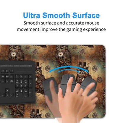 Oversized Gaming Desk Mat Retro Steam Punk Bird Steampunk Owl, Non Slip Rubber Bottom Mouse Pad Fit Laptop Keyboard Setup - color: Pattern (153), size: 29.5L x 15.8W inches