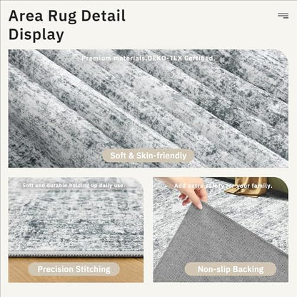 Soalmost Washable Area Rug 8x10 Large Soft Grey Rugs for Living Room - color: Grey, size: 8' x 10' (Rectangular)