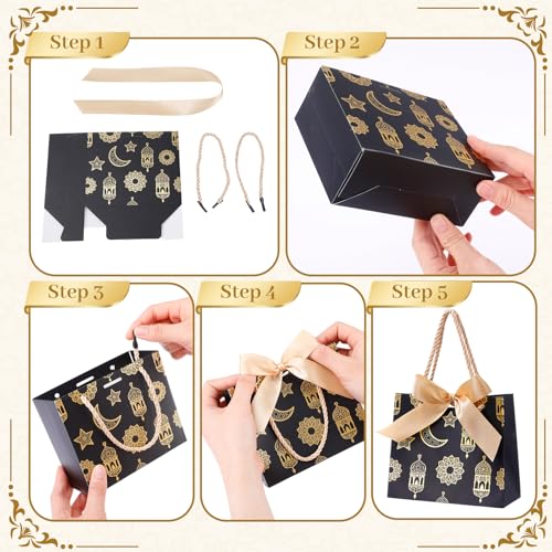 Marspark 60 Pcs Eid Mubarak Decorations for Eid al-Adha, Islamic Party Supplies Set, Muslim Festival Home Decor, Reusable Gift Bags for Family, Table & Indoor Celebration Decoration Kit - style: Eid Lantern