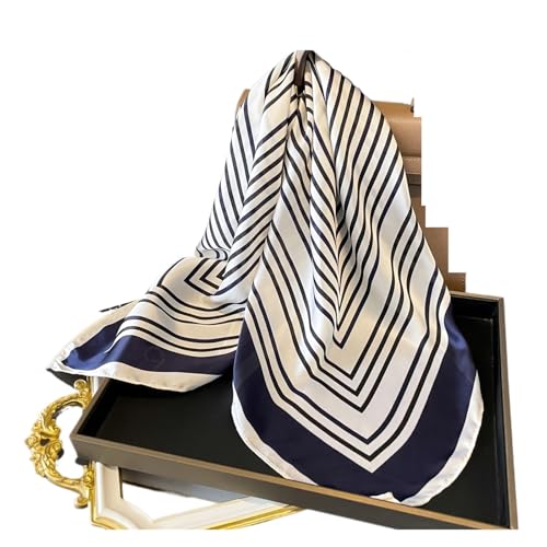 Lady Silk Satin Scarf Women Handkerchief stripe Printed Female Square Head Bandana Muffler Hijab - color: H 16a