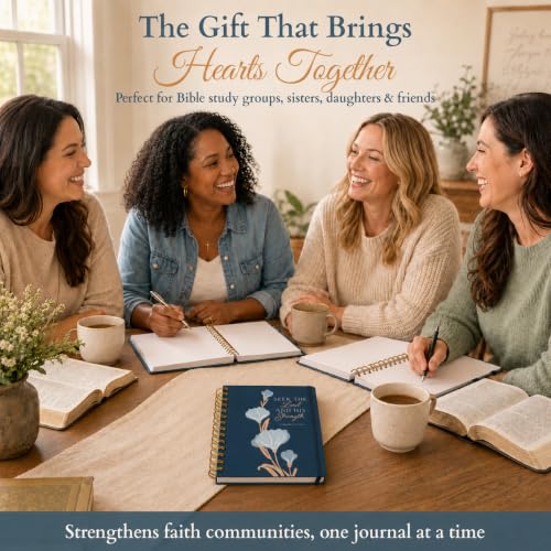 Hardcover Blank Christian Notebook – Multiple Designs – 140 Quality Pages – Seek the Lord (1 Chronicles 16:11) - color: Blue