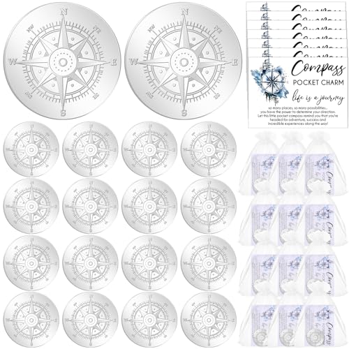 Beeveer 50 Sets Mini Compasses Pocket Tokens Bulk Coin Fall Party Favors