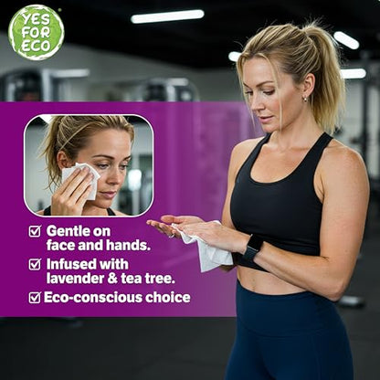 [Bulk 1400-Count] Plant Based Eco-Conscious Fitness Wipe, 2 Rolls x 700 Count Infused with Lavender & Tea Tree Oil, Perfect for Yoga/Pilates Studios & Gyms, All-Purpose Gym Wipes - Bulk Buy - size: 700 Count (Pack of 2)