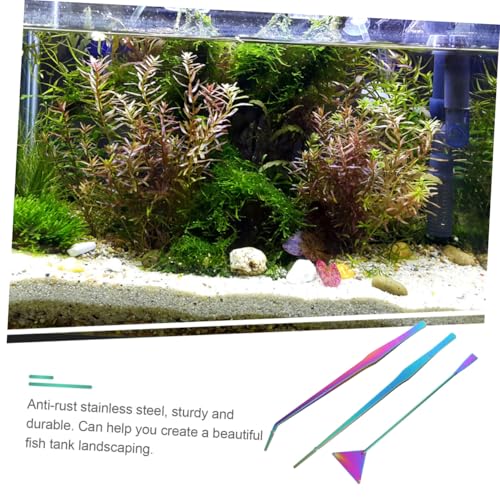 HANABASS 3pcs Stainless Steel Aquascaping Tools Set Water Plant Spatula Tweezers for Live Aquarium Plants Maintenance