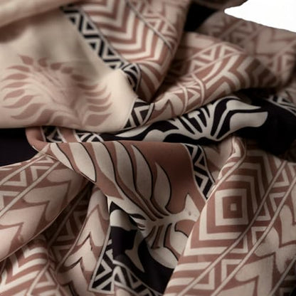 Hijab Modest and Elegant | Beautifully Designed Printed Chiffon Patterns | Muslim Women Head Scarf and Veil - color: Beige - R