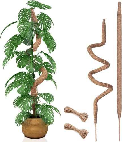 2 Pack 35 Inch Moss Pole, Bendable Moss Pole for Plants Monstera, Tall Moss Poles for Climbing Plants Indoor, Large Support, Garden Trellis Stick Stakes for Plants - size: 2 x 35 Inch