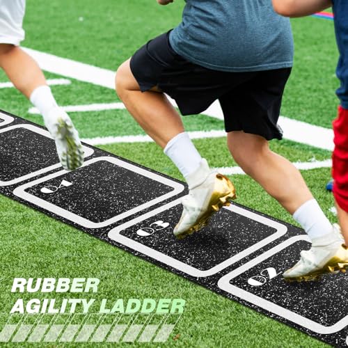 WinnerWhy Rubber Agility Ladder Non-Slip Rubber Speed Agility Training Ladder Pad for Soccer Football Footwork Training Equipment for Fitness Boxing Sports Quick Exercise Gym Workout - size: 15 ft