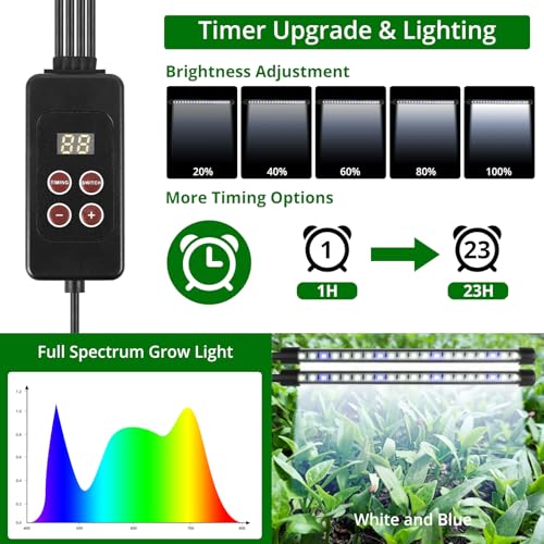 Sondiko Seed Starter Tray with Grow Light, Intelligent Display Digital Controller, 80 Cells Seed Starter Kit with Humidity Dome, Adjustable Brightness Indoor Plants Germination Kit(2 Pack) - color: Dark Green