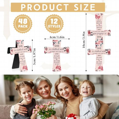 Resurhang 48 Pcs Magnetic Bookmarks Christian Cross Magnetic Page Markers Religious Bible Verses Bookmarks for Mother's Day Women Student Church Study Group Graduation Coworker Team (Flower) - style: Flower