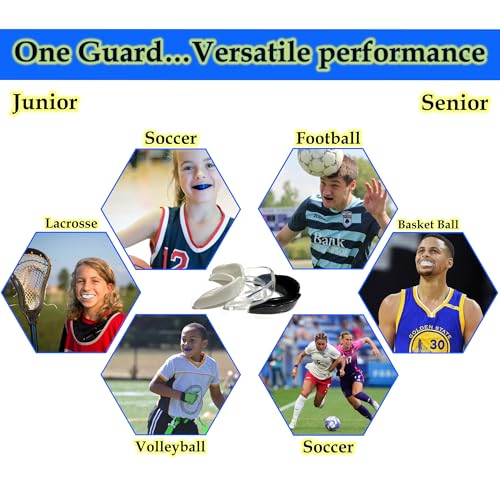 6-Pack Sports Mouthguard with Case Kid Youth Boil Bite Slim Fit Soft Girls Boys Football Lacrosse Basketball Boxing Soccer Taekwondo MMA Karate Size Kids Till 11 - size: kids (for age till 11)