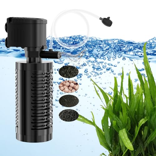 AquaMiracle True 4-Stage Fish Tank Filter, In-tank Submersible Aquarium Filter Internal Fish Filter with Aeration, for 10-40 Gallon Aquariums - size: For 10-40 Gal Tanks