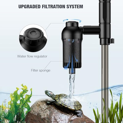 AKKEE Aquarium Vacuum Gravel Cleaner, 18W Electric Fish Tank Cleaner Vacuum, 6 in 1 Multifunctional Aquarium Cleaner for Automatic Water Change, Wash Sand, Water Circulation and Timed Off，Black