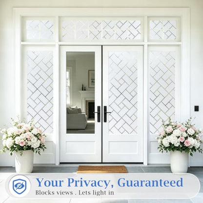 Coavas Window Privacy Film UV & Sun Blocking No Glue 17.5"x78.7" Frosted | Static Cling Removable Anti Glare Heat Control Day and Night Frosted Glass Window Film for Bathroom Home Office - color: White, size: 17.5 x 78.7 Inch