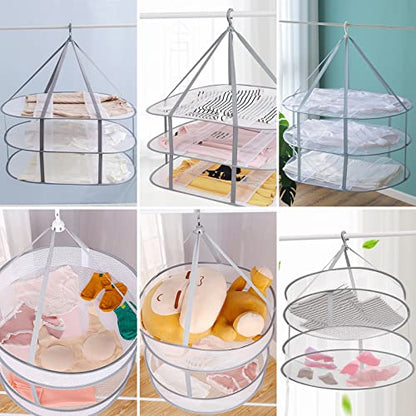 3-Tier Folding Mesh Clothes Hanging Dryer, Sweater Drying Rack, Large Laundry Drying Rack, Lay fold Flat Dry Hanger, Mesh Clothes Hanging Dryer - XL(3Tier) - size: XL(3Tier)