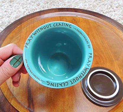 Abbey Gift Prayer Changes Everything Coaster Brown and Blue, 1 Count, Dishwasher Safe Mugs For Coffee and Tea, Includes Bible Verse, "4 x 4.38""" (52892),14 ounce - size: 14 Ounces