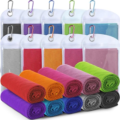 Honoson 20 Packs Cooling Towel Ice Towel Microfiber Sports Towel Breathable Chilly Towel with Bag Wet Towel for Neck Men Women Stay Cool Yoga Gym Golf Workout Travel Camping Beach Accessories - size: 16 x 43 inch