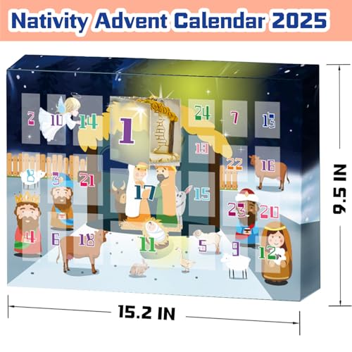 Nativity Advent Calendar 2025 Nativity Set for Kids Christmas Advent Calendar for Kids Boys Girls Teens Toddler Children Christian Religious Advent Calendar Gifts Toy