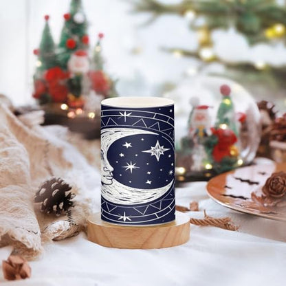 Flickering Flameless Candles, Crescent Moon Magic Circle LED Candles with Remote Timer, Set of 2 Battery Operated Candle for Valentine Wedding Birthday