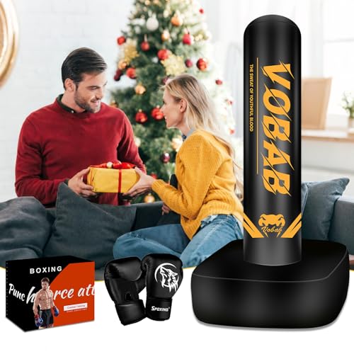 70-Inch Freestanding Boxing Punching Bag with Gloves, Standing Kickboxing Bag for Adults & Teens, No Drill Training for MMA, Muay Thai, Karate & Home Fitness