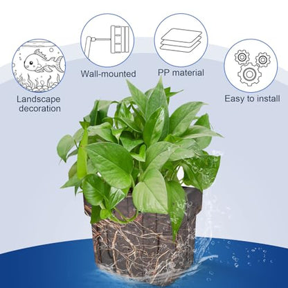 Gosknor 4pcs Aquarium Plant Holders, Transparent Plastic Fish Tank Plant Pots Hanging Aquarium Planter Aquarium Plant Basket Aquatic Plant Cup for Aquarium Fish Tank Hydroponic Plants