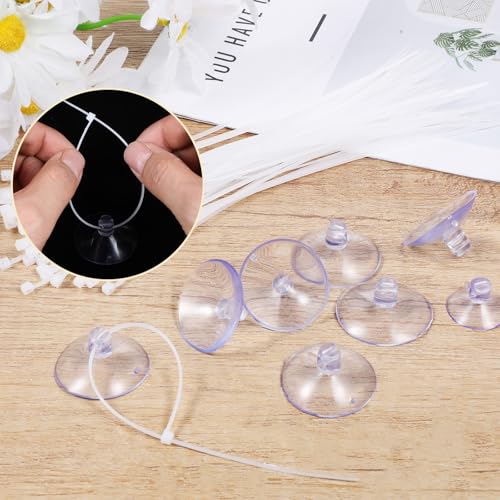 50PCS Aquarium Suction Cups, 25mm Small Suction Cups and 70PCS Zip Tie Aquarium Plant Holder Suctions Cup for Binding Aquariums Plant Holder Fishes Tanks Plants Moss Shrimp Nest Landscape Fixation