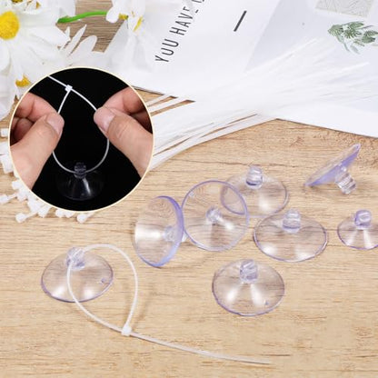 50PCS Aquarium Suction Cups, 25mm Small Suction Cups and 70PCS Zip Tie Aquarium Plant Holder Suctions Cup for Binding Aquariums Plant Holder Fishes Tanks Plants Moss Shrimp Nest Landscape Fixation