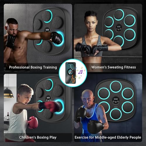 2026 Music Boxing Machine for Adults - Smart Bluetooth 2.0 Wall-Mounted Boxing Machine with Gloves Punching Bag for Home, Office, and Gym, 9 Modes & 9 Speeds