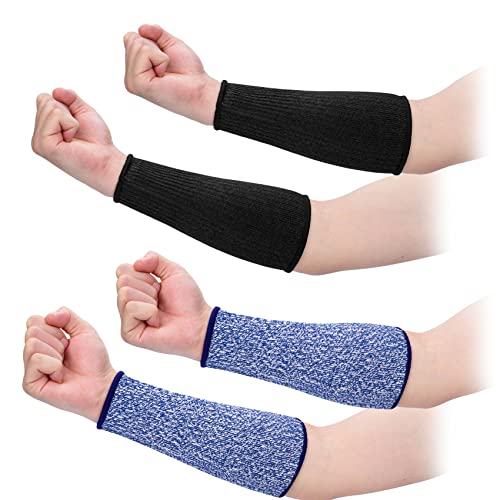 ANCIRS Cut Resistant Sleeves for Arm Protection, Gardening Sleeves, Dog Bite Safety Arm Sleeves - color: 2 Pairs, Blue & Black