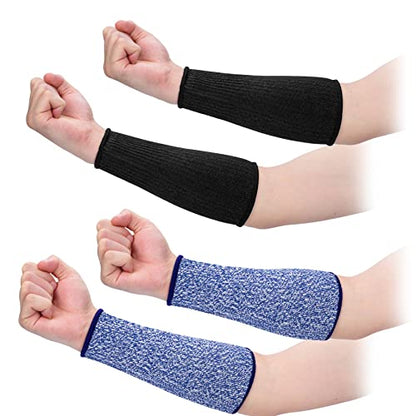 ANCIRS Cut Resistant Sleeves for Arm Protection, Gardening Sleeves, Dog Bite Safety Arm Sleeves - color: 2 Pairs, Blue & Black