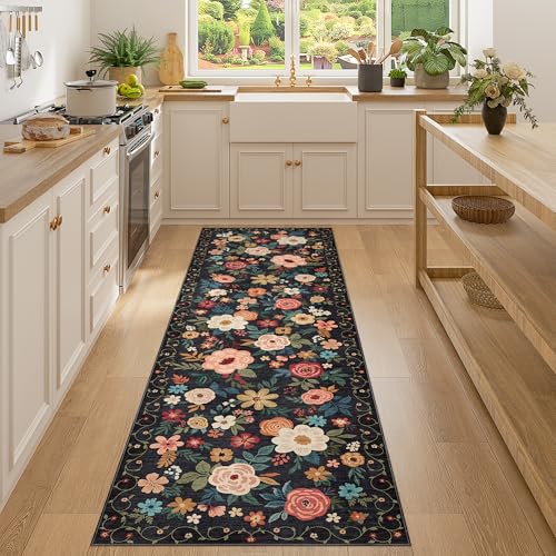 DUKINO 2x7 Runner Rug for Hallway, Washable Runner Rug Non Slip, Black - color: Black, size: 2' x 7' (Rectangular)