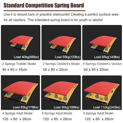Gymnastics Springboard, Big Kids Junior with Springs - Anti-Skid Vaulting Equipment for Home Gym, School Training - size: 4 Springs 120x60x26cm