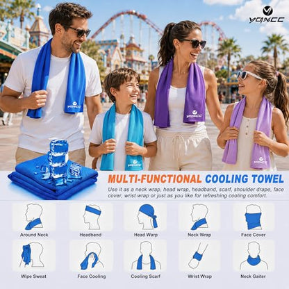 YQXCC 4 Pack Cooling Towels 40"x12", Cool Ice Towels for Neck & Face | Cooling Neck Wraps, Soft Breathable Microfiber Chilly Towels, Ideal for Gym, Yoga, Golf, Running, Camping & Hot Weather - color: Dark Blue, Light Blue, Dark Gray, Light Gray