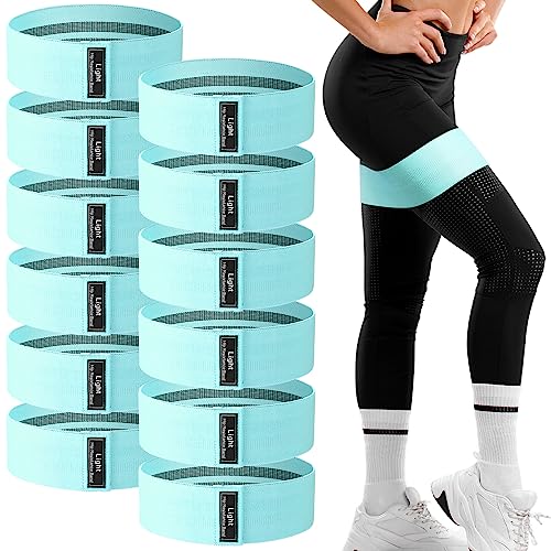12 Pcs Fabric Resistance Bands for Working Out Non-Slip Booty Exercise Loop Bands for Women Men Glutes Hip Thigh Butt Yoga Pilates Fitness Gym, Light Medium Heavy - color: Green, style: Light Resistance