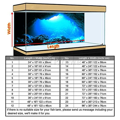 Aquarium Background Poster Under Water Cave Sunlight Fish Tank Backdrop Decorations PVC Fish Tank Background (48" x 30"/ 122 x 76cm) - size: 48" x 30"/ 122 x 76cm