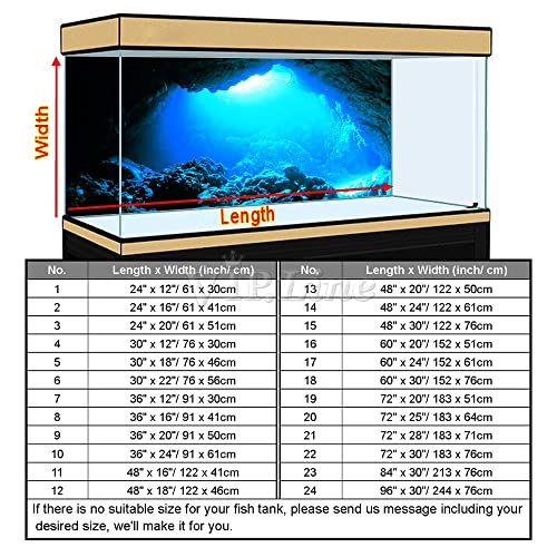 Aquarium Background Poster Under Water Cave Sunlight Fish Tank Backdrop Decorations PVC Fish Tank Background (36" x 16"/ 91 x 41cm) - size: 36" x 16"/ 91 x 41cm