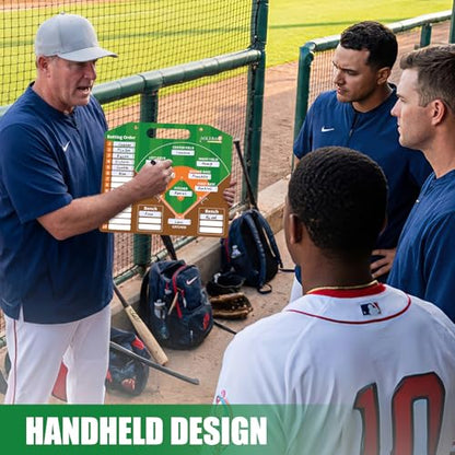 AOLEBA Baseball Lineup Board for Dugout,Dry Erase Magnetic Metal Baseball Clipboard for Coaches - style: Horizontal - Brown