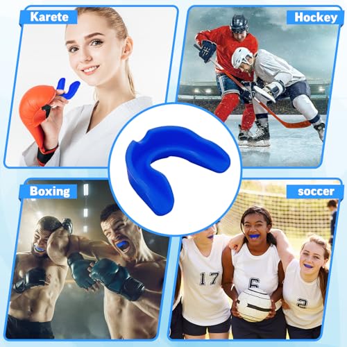 Frienda 50 Pcs Football Mouth Guards Bulk Youth Football Mouthpiece Sports Athletic Mouthguard Teeth Guard for Hockey Karate Basketball Boxing Lacrosse Rugby - color: Blue