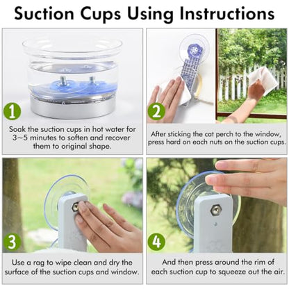 AMOSIJOY 4 Pack Cat Window Perch Strong Replacement Suction Cups with Screw | Extra Strong Adhesive, Reusable and Removable, Suitable for Cordless & Foldable Cat window perch