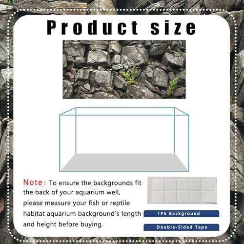 72X18IN Stone Aquarium Background, Rock Fish Tank Background, Natural Rocky Glass Terrarium Background with 8 EVA Double-Sided Tape - color: Stone, size: 72X18in/180X45cm