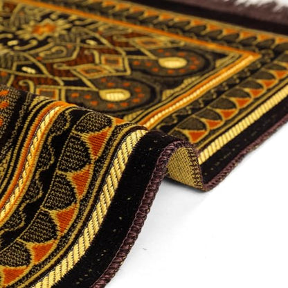 Muslim Prayer Rug, Soft Plush Thin Islamic Prayer Mat, Janamaz, Sajada, Praying Carpet, Islamic Gift for Men & Women, Islamic Ma, Eid & Ramadan Gift with Prayer Beads, 26x43 inch, Black - color: Kaaba / Midnightblack