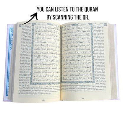 The Holy Quran: 영어 번역 | 가죽 커버 꾸란 | 20.3 x 14.9cm(8 x 5.5인치) | 남성 및 여성용 라마단 선물 (블랙)