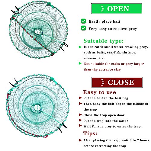 Foldable Fishing Trap for Bait Shrimp Crawfish Minnow Net Portable Accessories 11.8 x 11.8 x 15.7 (30cm x 40cm) 1/4 in Mesh Collapsible Fish Trap - color: 1PCS