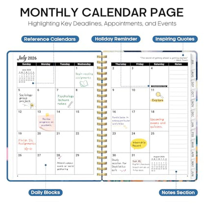 Planner 2026–2027, Academic Monthly Weekly Spiral Calendar, July 2026 – June 2027, Hardcover Agenda Notebook with Tabs, 6.3" x 8.5", Perfect for Students, Teachers, School & Daily Planning - Submerged Dalmatians - color: U-Submerged Dalmatians, size: (6.3