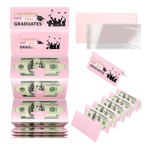 ysmile 2026 Graduation Envelope for Cash Gift Money Holder with Greeting Card, Designed for High School College Grad Congrat - Pink - color: Pink Envelope (Pack of 1)