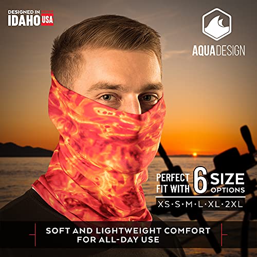 Aqua Design Fishing Hunting Masks Neck Gaiter: Men and Youth UPF 50+ Sun Mask Protection: Camo Face Cover Balaclava Bandana - color: Royal Ripple, size: Large