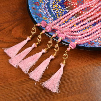 BABY SHOWER CHOCOLATE Set of 30 Muslim Prayer Beads – 99 Bead Tasbeeh in 4 Colors – Islamic Gift for Eid, Ramadan, Dhikr - color: Pink