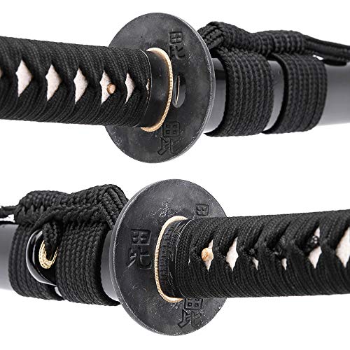 siwode Katana Handmade Full Tang Sharp, Alloy Tsuba Japanese Samurai Sword High Carbon Steel 1060,T10 1095, 40-Inch - color: fan