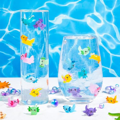 70Pcs Mini Resin Axolotl, Miniature Animal Figurine | Garden Landscape Aquarium Dollhouse Ornament Potted Plants Decor for DIY Craft Garden Fairy Decoration Birthday Party Favor