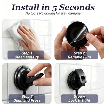 Heavy Duty Vacuum Suction Cup Hooks, Matte Black Plated Polished Super Suction for Kitchen Bathroom, 2 Pack - color: Black